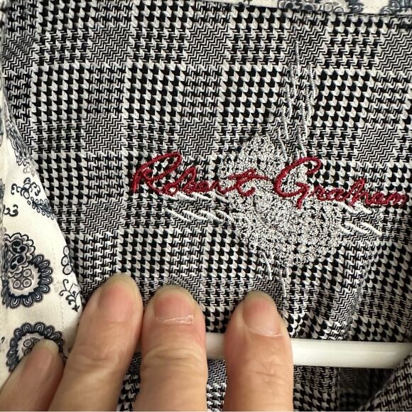 Robert Graham Black and White Plaid Houndstooth Button Down Shirt 2X - Picture 11 of 11
